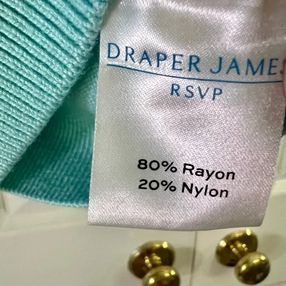 Draper James Women’s Gingham Turquoise & White Cardigan Sz L Preppy Academia - Picture 4 of 7